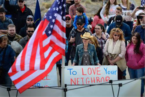Scott Sommerdorf   |  The Salt Lake Tribune  
Supporters and family of LaVoy Finicum held a rally at the Utah State Capitol, Saturday, March 5, 2016.