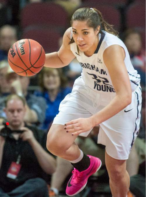 Rick Egan  |  The Salt Lake Tribune

Brigham Young forward Kalani Purcell (32) leads a fast break after stealing the ball for the Cougars,  in basketball action in the West Coast Conference Semifinals, at the Orleans Arena in Las Vegas, Saturday, March 7, 2016.