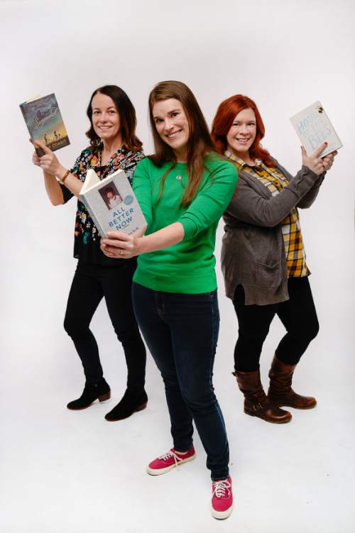 Francisco Kjolseth | The Salt Lake Tribune
Utah writers Ally Condie, Emily Wing Smith and Lindsey Eager, from left, are launching new young adult and middle-grade books with national publishers.