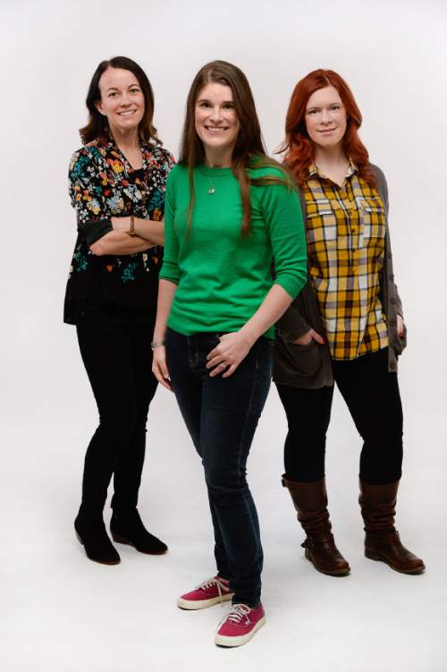 Francisco Kjolseth | The Salt Lake Tribune
Utah writers Ally Condie, Emily Wing Smith and Lindsey Eager, from left, are launching new young adult and middle-grade books with national publishers.