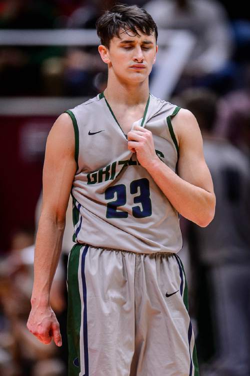 Trent Nelson  |  The Salt Lake Tribune
Copper Hills's Preston Sanchez (23) reacts in the final minutes as Copper Hills loses to Bingham in the 5A state championship high school basketball game at the Huntsman Center in Salt Lake City, Saturday March 5, 2016.