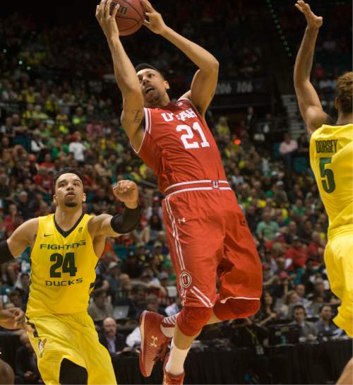 Rick Egan  |  The Salt Lake Tribune

Utah forward Jordan Loveridge (21) goes to the hoop for the Utes in the PAC-12 Basketball Championship game, The Utah Utes vs.The Oregon Ducks, at the MGM Arena, in Las Vegas, Friday, March 12, 2016.