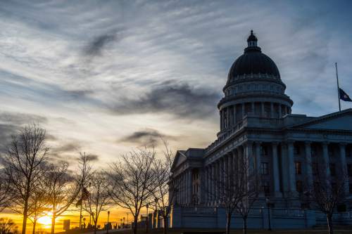 Chris Detrick  |  The Salt Lake Tribune
The sun sets behind the Utah State Capitol Thursday March 10, 2016.