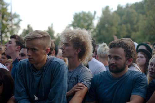 Jim McAuley | Special to The Salt Lake Tribune
Fans hold the front line of the audience just before Death Cab for Cutie plays the opener of the Twilight Summer Concert Series on Thursday, July 16, 2015.