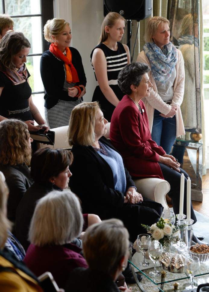 Francisco Kjolseth | The Salt Lake Tribune
Women listen as Chelsea Clinton, the daughter of Hillary Clinton, speaks at a "Women for Hillary" event held at the home of Diane and Sam Stewart in Salt Lake City on Tuesday, March 15, 2016.