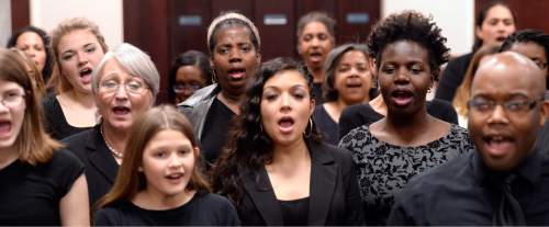 Al Hartmann  |  The Salt Lake Tribune
LDS Genesis Group Choir rehearse for an upcoming Las Vegas performance Sunday Feb. 7.  The choir is different from most LDS choirs.  They sing gospel and soul music.