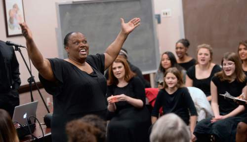 Al Hartmann  |  The Salt Lake Tribune
Director Debra Bonner leads the LDS Genesis Group Choir in a rehearsal for an upcoming Las Vegas performance in February. The choir, which sings gospel and soul music, is different from most LDS choirs.