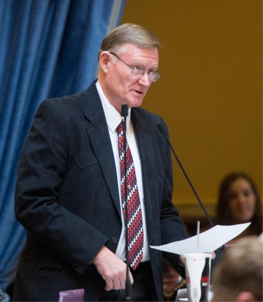 Rick Egan  |  The Salt Lake Tribune

Sen. Evan Vickers, R-Cedar City, SB89 speaks about his bill SB89 on the floor of the senate Friday, February 19, 2016.