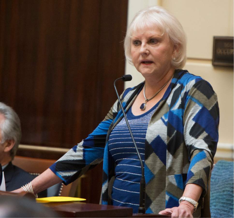 Rick Egan  |  The Salt Lake Tribune

Senator Karen Mayne comments on the medical marijuana bill SB73 on the floor of the senate Friday, February 19, 2016.