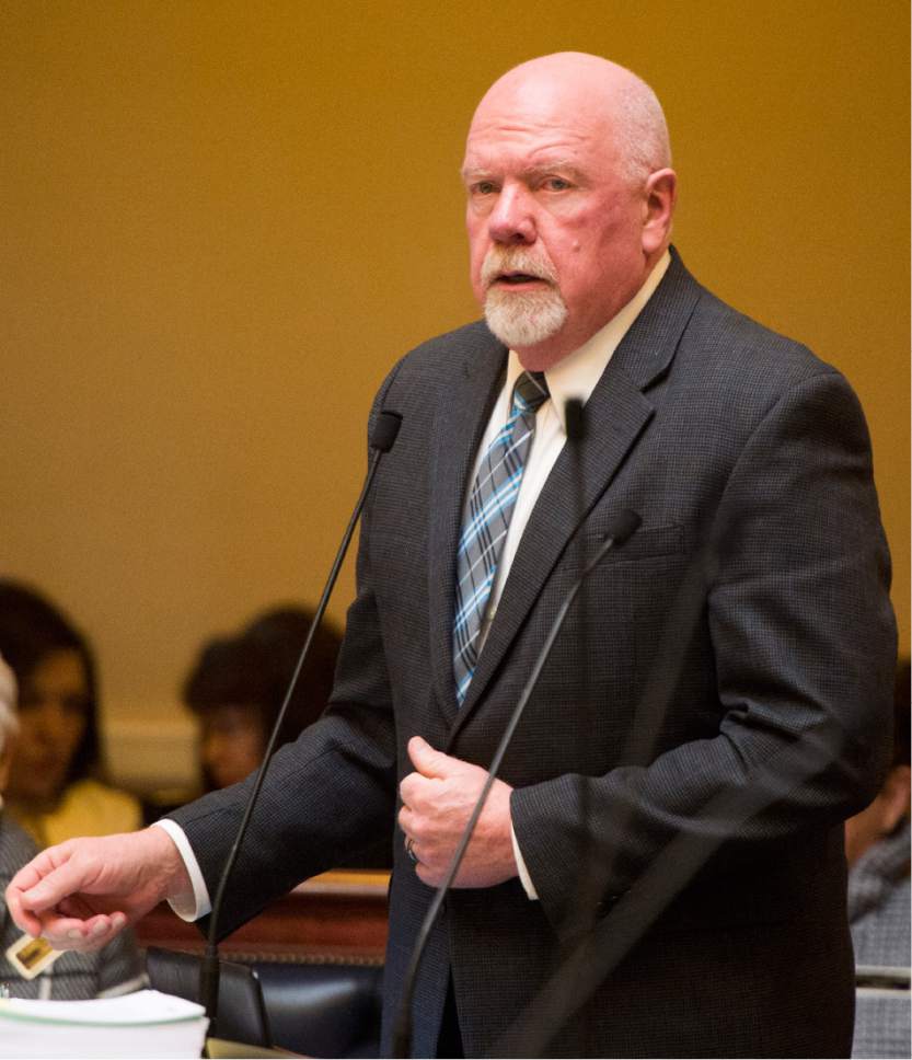 Rick Egan  |  The Salt Lake Tribune

Senator Howard Stephenson, comments on bill SB89, on the floor of the senate Friday, February 19, 2016.