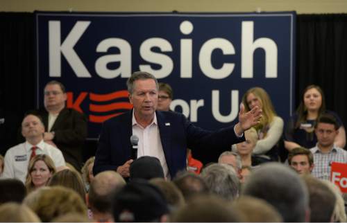 Francisco Kjolseth | The Salt Lake Tribune
Ohio Gov. and presidential candidate John Kasich holds another town hall meeting, this time at the University of Utah Guest House and Conference Center on Friday, March, 18, 2016.