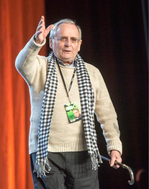 Rick Egan  |  The Salt Lake Tribune

Celebrity guests Sylvester McCoy, on stage during the press conference, on opening day of the FanX convention in the grand ballroom of the Salt Palace. Thursday, March 24, 2016.
