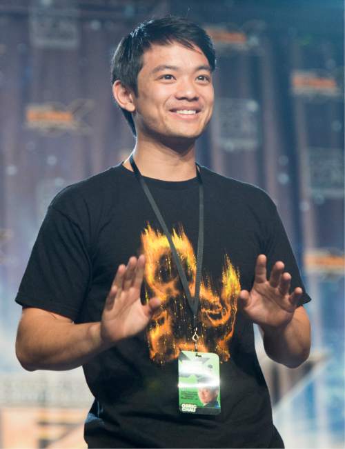 Rick Egan  |  The Salt Lake Tribune

Celebrity guest, Osric Chau, takes the stage during a press conference on the opening day of the FanX convention in the grand ballroom of the  Salt Palace. Thursday, March 24, 2016.