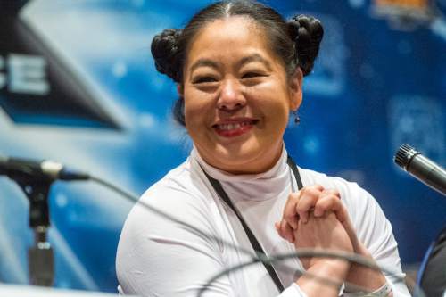 Chris Detrick  |  The Salt Lake Tribune
Valynne E. Maetani speaks during a panel discussion on the Increasing Diversity of Star Wars during Salt Lake Comic Con's FanXperience at the Salt Palace Convention Center Saturday March 26, 2016.