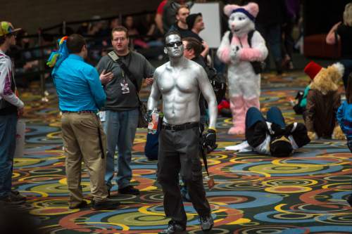 Chris Detrick  |  The Salt Lake Tribune
Attendees walk around during Salt Lake Comic Con's FanXperience at the Salt Palace Convention Center Saturday March 26, 2016.