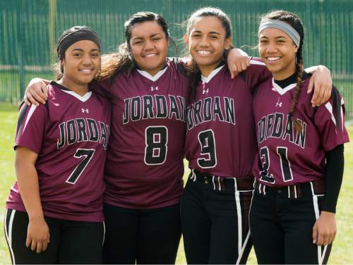 Rick Egan  |  The Salt Lake Tribune

Sisters Julie (7), Ina (8), Vai (9) and Teuila Malo (21), all play for Jordan High School. Friday, March 25, 2016.