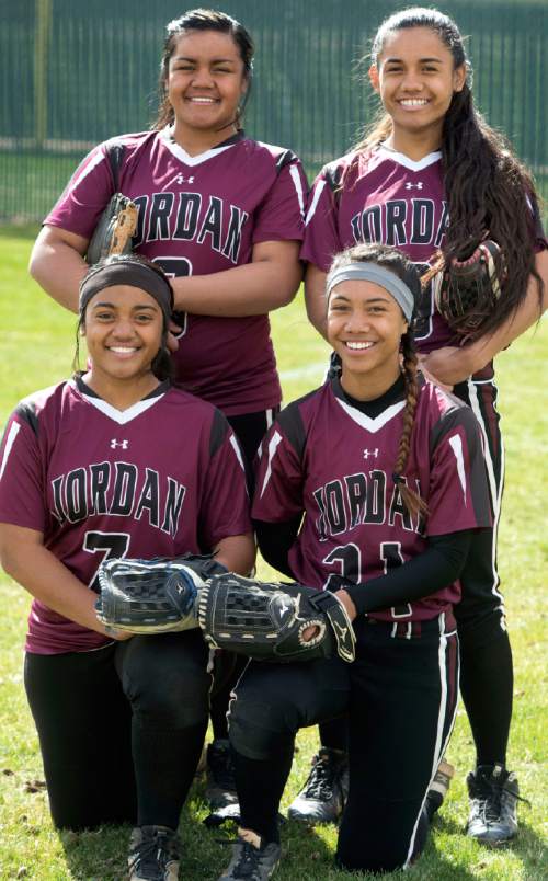 Rick Egan  |  The Salt Lake Tribune

Sisters Julie (7) Teuila (21) Ina (8) and Vai Malo (9) all play for Jordan High School. Friday, March 25, 2016.