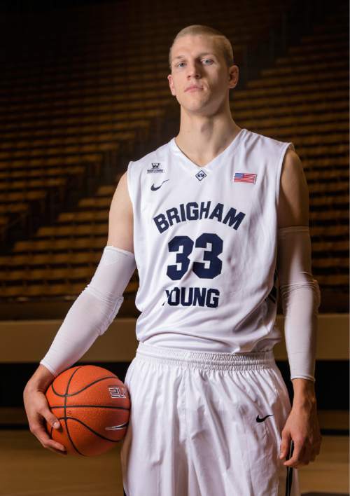 Rick Egan  |  The Salt Lake Tribune

Brigham Young Cougars forward Nate Austin (33), Thursday, November 6, 2014