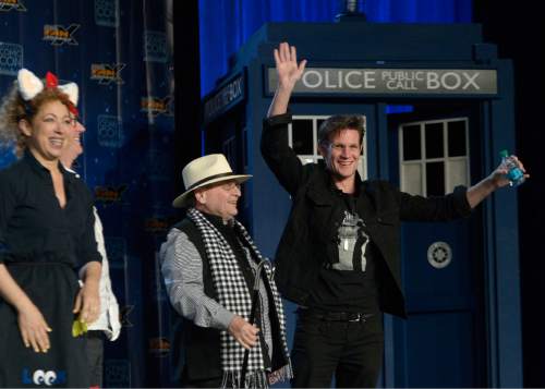 Leah Hogsten  |  The Salt Lake Tribune
Actors from "Doctor Who," including Alex Kingston, left, Peter Davison, Sylvester McCoy and Matt Smith fielded fan questions and discussed the popular show among the Salt Lake Comic Con's FanX 2016 at the Salt Palace Convention Center on Friday.