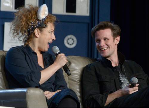 Leah Hogsten  |  The Salt Lake Tribune
l-r Alex Kingston and Matt Smith, actors from "Doctor Who,"  fielded fan questions and discussed the popular show among the Salt Lake Comic Con's FanX 2016 at the Salt Palace Convention Center, Friday, March 25, 2016.