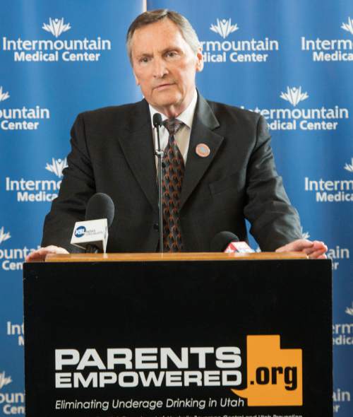 Rick Egan  |  The Salt Lake Tribune

Mayor Ted Eyre, Murray City speaks at  Intermountain Medical Center in Murray, about the dangers of underage drinking, as Murray City launches a citywide initiative about the negative consequences of underage drinking. Thursday, March 31, 2016.