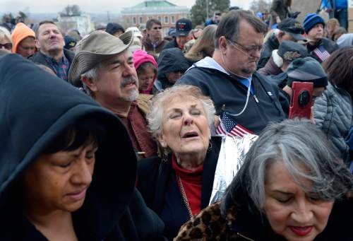 Al Hartmann  |  The Salt Lake Tribune 
Thousands gathered on the steps of the Utah State Capitol Monday March 29 to listen and pray with Franklin Graham, son of evangelist Billy Graham.  It was part of Franklin Graham's 50-state Decision America Tour.