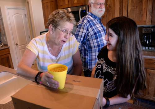 Al Hartmann  |  The Salt Lake Tribune 
Deb Scott helps her granddaughter Hailey Whipple, 12, with a science project as her husband Ed, watches, during Whipple's spring break visit to her grandparents' West Jordan home in March. Scott had hepatitis C but is now cured of the virus.