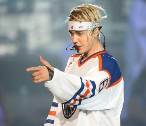 Lennie Mahler  |  The Salt Lake Tribune

Justin Bieber performs in his "Purpose World Tour" at Vivint Smart Home Arena in Salt Lake City, Saturday, April 2, 2016.