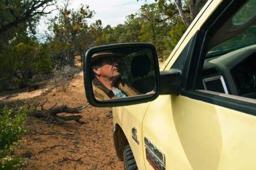 Chris Detrick  |  Tribune file photo
Rancher Chris Odekerken drives his truck on K 2855 on his property on Glendale Bench in 2013.
