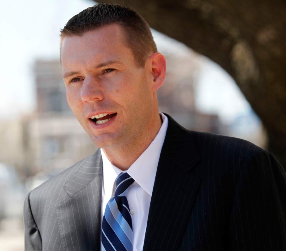 Al Hartmann  |  The Salt Lake Tribune
Scott Leavitt leaves Federal Court in Salt Lake City Wendesday April 10  after his initial appearance on an indictment on conspiracy, fraud and money laundering in connection to  I Works company.