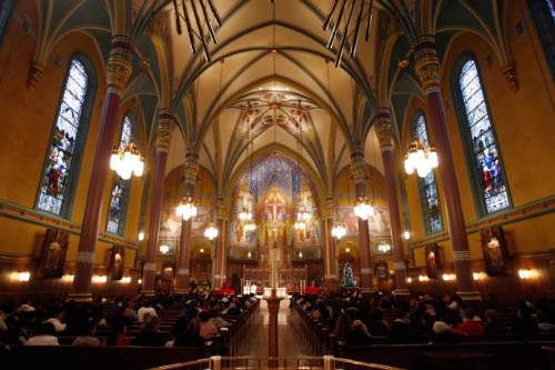 Francisco Kjolseth  |  The Salt Lake Tribune    

Cathedral of the Madeleine holds a special Spanish language Mass for Christmas on Friday, Dec. 25, 2009, in Salt Lake City.