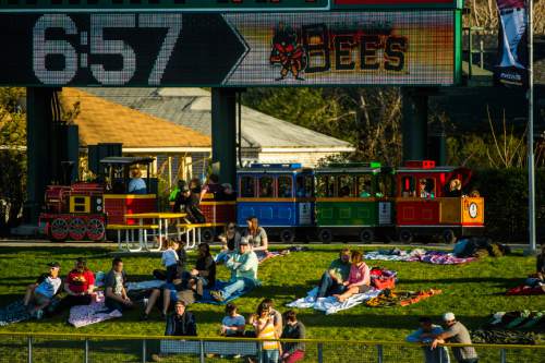 Chris Detrick  |  The Salt Lake Tribune
Fans watch during the game at Smith's Ballpark Thursday April 7, 2016.