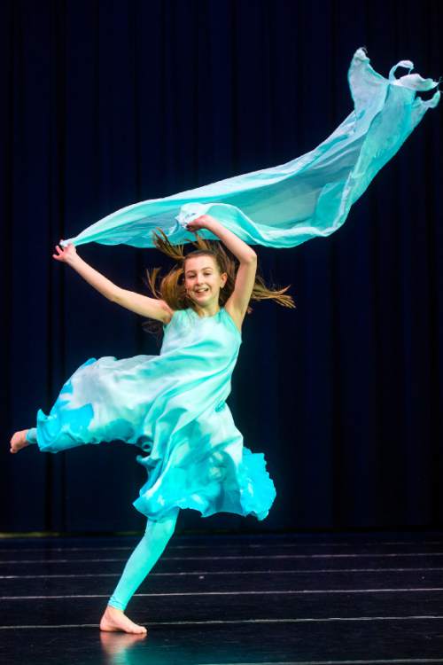 Chris Detrick  |  The Salt Lake Tribune
Sophia Wakefield poses during rehearsal of Tanner Dance Children's Dance Theatre's upcoming production of "Gwinna" at the University of Utah on Tuesday, March 29, 2016. "Gwinna" will premiere at the Capitol Theatre in Salt Lake City on April 8 and 9. "Gwinna" is based on Barbara Helen Berger's book and brought into motion by the young artists of the University of Utah Children's Dance Theatre.