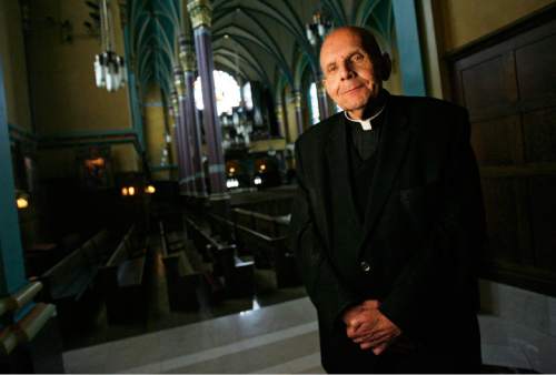 Francisco Kjolseth  |  The Salt Lake Tribune
Monsignor J. Terrence Fitzgerald, pictured at the Cathedral of the Madeleine where he was baptized 74 years ago and later ordained in 1962.