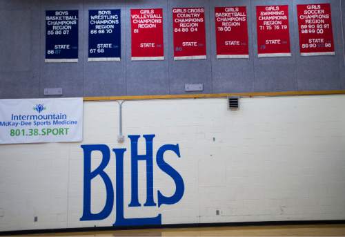 Steve Griffin  |  The Salt Lake Tribune


Ben Lomond High School gymnasium in Ogden, Friday, April 1, 2016. The athletic department is facing significant challenges to become competitive in sports. The Ogden-based school, has witnessed every single program combine for only one region championship in nine years. However, a recent bylaw implemented by the UHSAA granting the freedom to any school with at least 55 percent free and reduced lunch to appeal to move down one classification has given the school hope. Athletics are paramount at the school for many reasons, specifically participation in sports forces students to attend class.