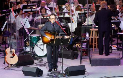 Rick Egan  |  Tribune File Photo

Elvis Costello performs with the Utah Symphony at Deer Valley.