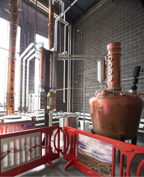 Rick Egan  |  The Salt Lake Tribune

The still at Dented Brick Distillery. The  South Salt Lake company opened in March and sells Antelope Island Rum. Friday, March 25, 2016.