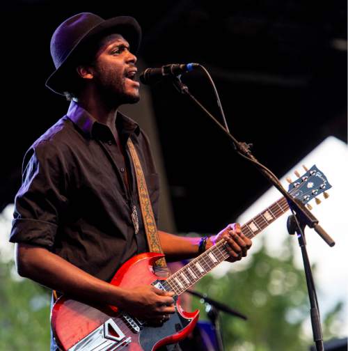 Trent Nelson  |  The Salt Lake Tribune
Gary Clark Jr. performs at Red Butte Garden in Salt Lake City, Sunday July 27, 2014. He returns to the venue to perform July 31.