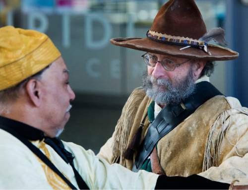 Rick Egan  |  The Salt Lake Tribune

Sotry tellers Baba Jamal Koram  and Paul Boruff talk between sessions at the first Story Crossroads Festival, in West Jordan, at the Viridian Event Center, Saturday, April 16, 2016.