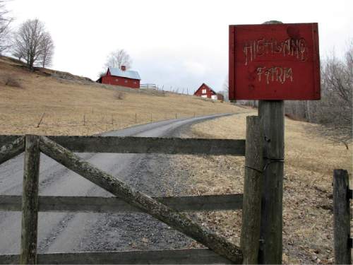 This Tuesday, March 29, 2016 photo shows a farm in Sharon, Vt. The farm was bought by the NewVistas Foundation of Utah, which is planning a large-scale development based on the writings of Mormonism founder Joseph Smith, who was born in Sharon. The foundation bought about 900 acres in four towns near Smith's birthplace and plans to buy more. (AP Photo/Lisa Rathke)