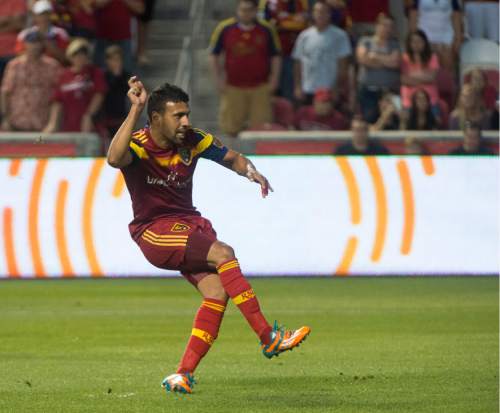 Rick Egan  |  The Salt Lake Tribune

Real Salt Lake midfielder Javier Morales scores a goal in the first period, in MLS action Real Salt Lake vs. The Seattle Sounders, at Rio Tinto Stadium,  Saturday, August 22, 2015.