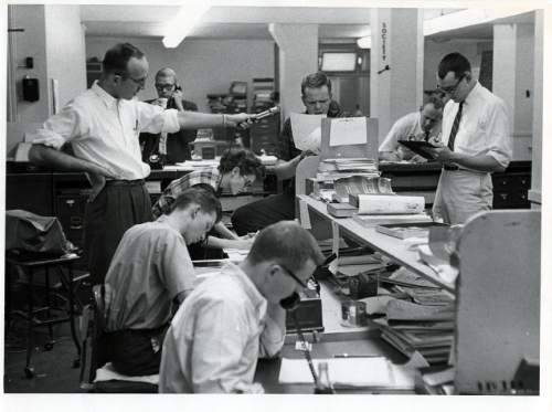 Tribune file photo

The Salt Lake Tribune newsroom, 1959.