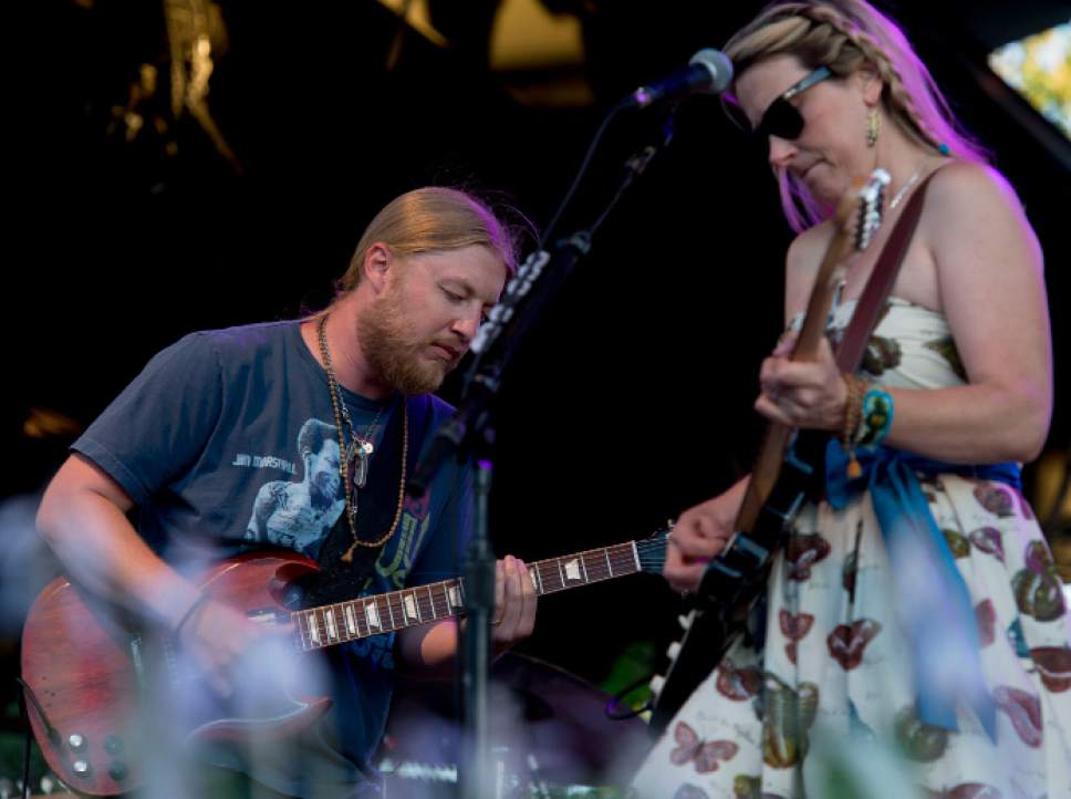 Steve Griffin  |  The Salt Lake Tribune


Husband-and-wife Derek Trucks and Susan Tedeschi jam together during the Tedeschi Trucks Band show at the Red Butte Garden Concert Series in Salt Lake City, Utah Tuesday, July 22, 2014.