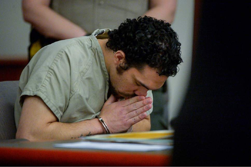 Trent Nelson  |  The Salt Lake Tribune
Juan Andres Zalazar looks down during his sentencing in Salt Lake City, Tuesday April 26, 2016. Zalazar pleaded guilty in February to first-degree felony aggravated robbery and second-degree felony manslaughter for his part in the March 18, 2015, shooting death of 62-year-old David Marsh, a clerk at the Lee Mart store, 5905 S. 700 West, Murray, during a robbery,