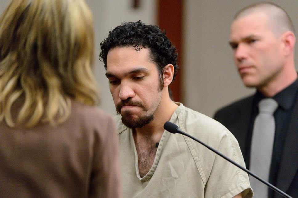 Trent Nelson  |  The Salt Lake Tribune
Juan Andres Zalazar speaks to the family of his victim during his sentencing in Salt Lake City, Tuesday April 26, 2016. Zalazar pleaded guilty in February to first-degree felony aggravated robbery and second-degree felony manslaughter for his part in the March 18, 2015, shooting death of 62-year-old David Marsh, a clerk at the Lee Mart store, 5905 S. 700 West, Murray, during a robbery,