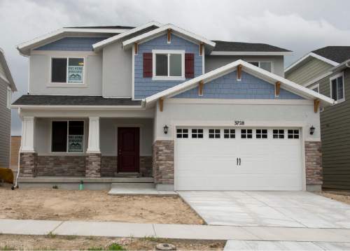 Rick Egan  |  The Salt Lake Tribune

A home for sale in a new subdivision called Rushton Meadows in South Jordan, built by McArthur Homes, Wednesday, April 27, 2016.