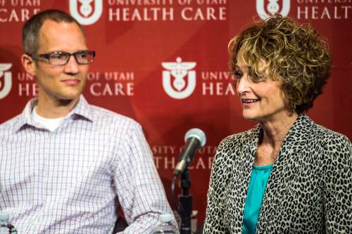 Chris Detrick  |  The Salt Lake Tribune
Pam Norby and Jason Norby answer questions during a news conference at the Clinical Neurosciences Center at the University Hospital on Tuesday.