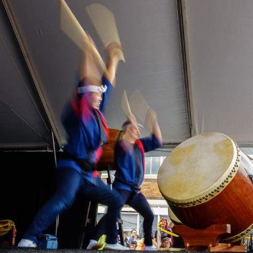 Trent Nelson  |  The Salt Lake Tribune
Taikoza performs at the 11th annual Nihon Matsuri Japan Festival in Salt Lake City on Saturday.