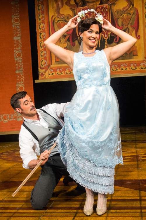 Chris Detrick  |  The Salt Lake Tribune
Utah Opera's Zulimar López-Hernández 'Susanna,' and Seth Carico 'Figaro,' perform during a rehearsal of "The Marriage of Figaro" at the Capitol Theatre Wednesday April 27, 2016.