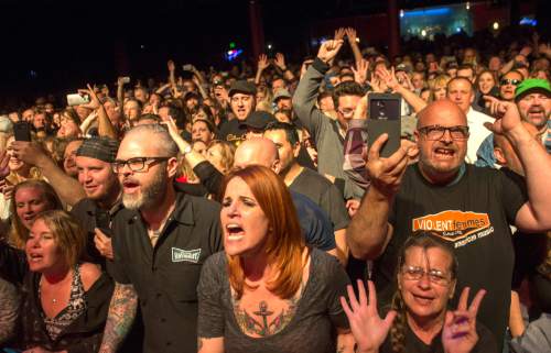 Rick Egan  |  The Salt Lake Tribune

The crowd joins in on the song "Kiss Off" as the Violent Femmes play The Depot, Monday, May 2, 2016.